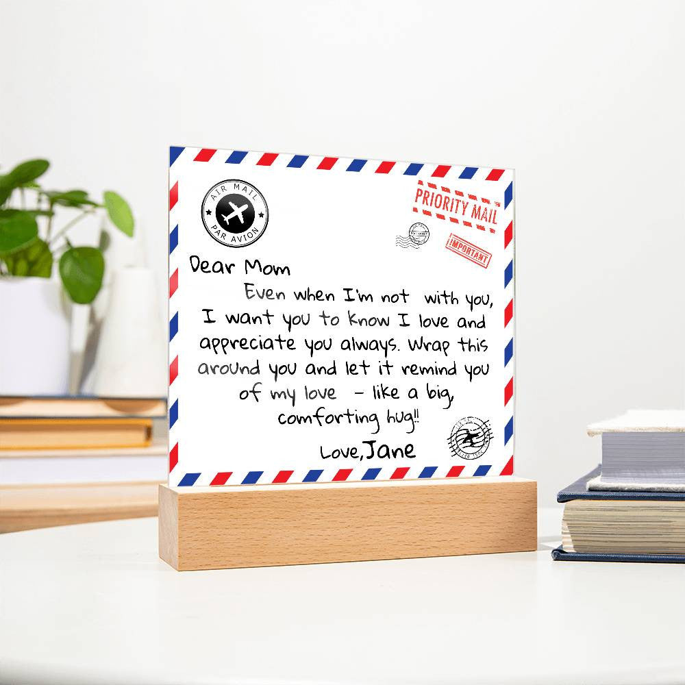 Personalized Dear Mom Letter Square Plaque