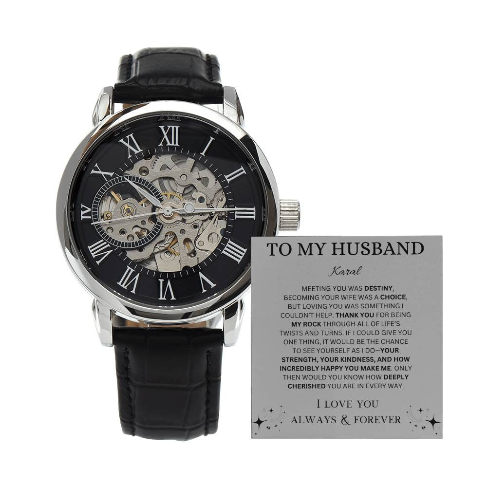 Personalized Men's Openwork Watch To My Husband