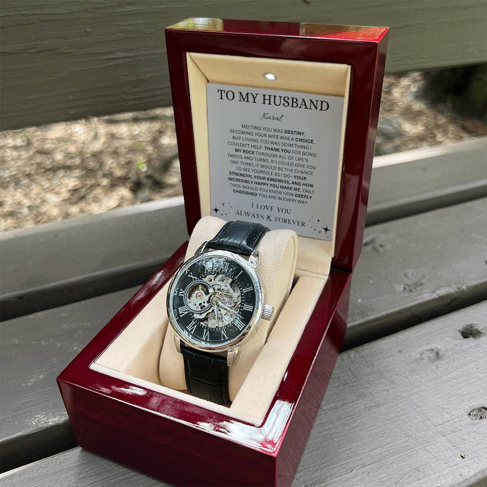 Personalized Men's Openwork Watch To My Husband