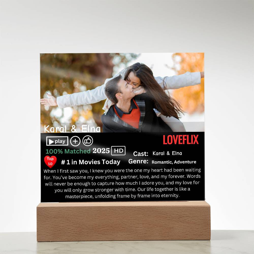 Couple Loveflix Photo Square Plaque