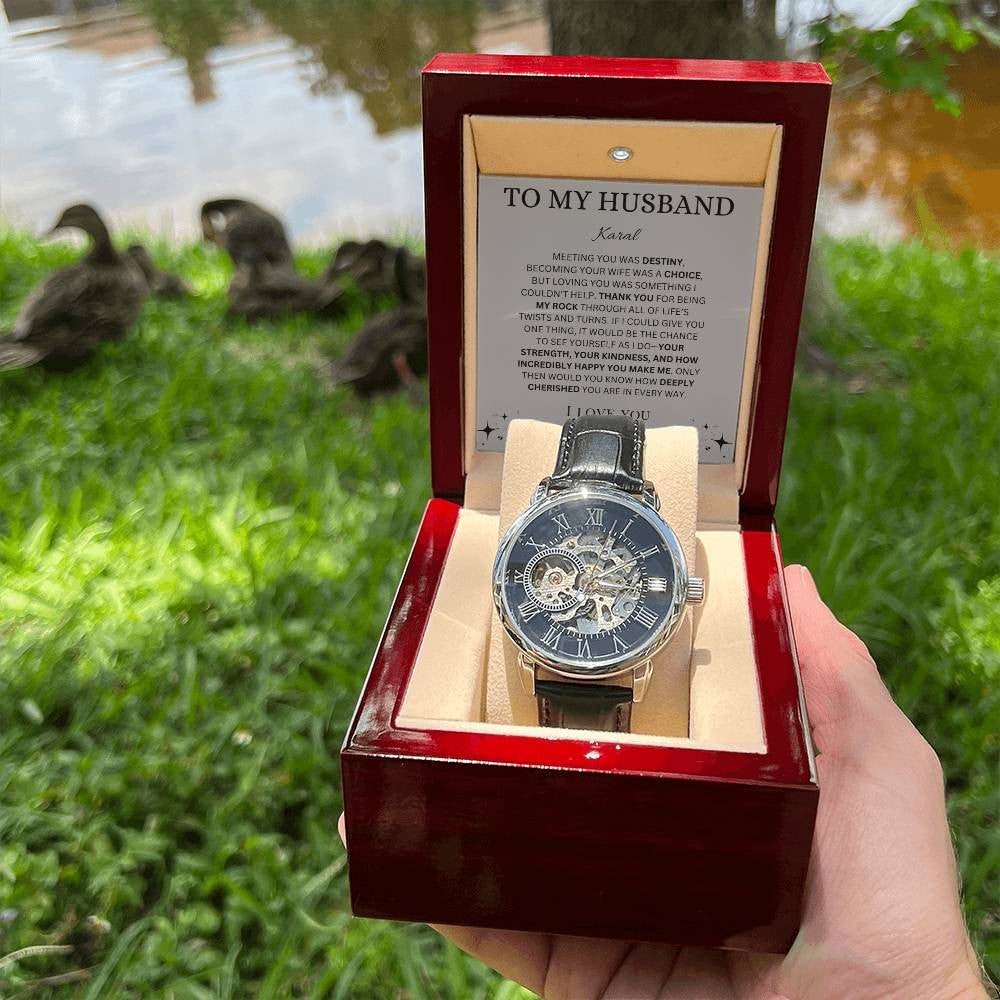 Personalized Men's Openwork Watch To My Husband
