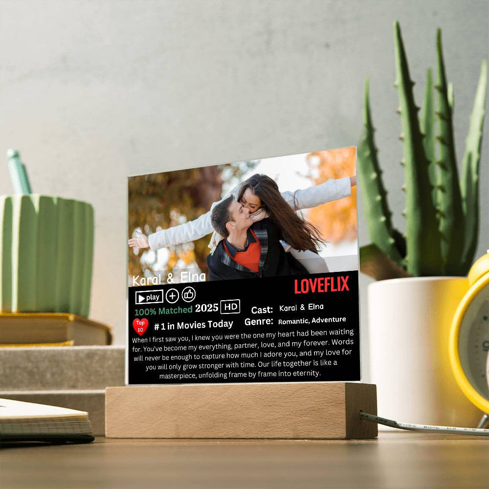 Couple Loveflix Photo Square Plaque
