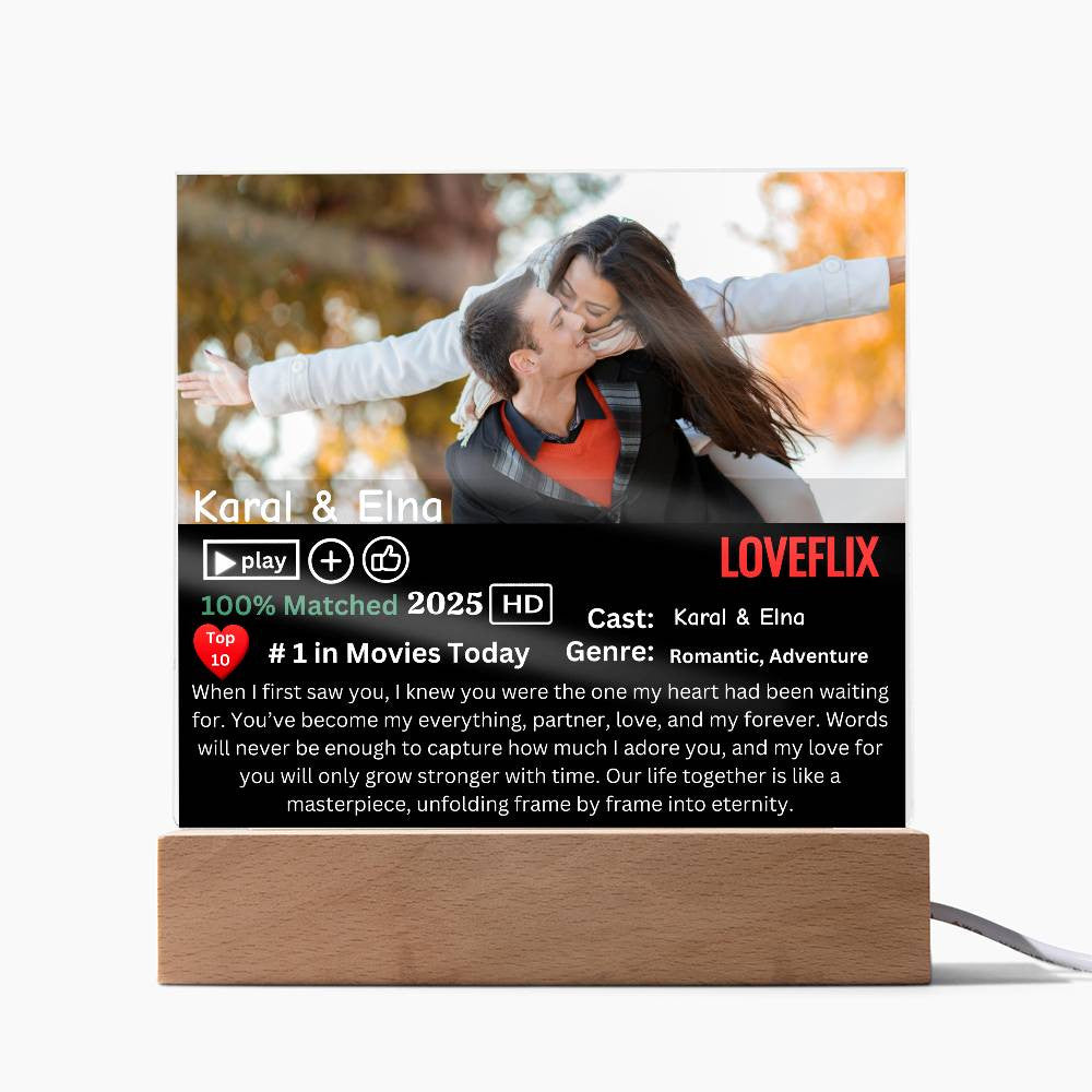 Couple Loveflix Photo Square Plaque