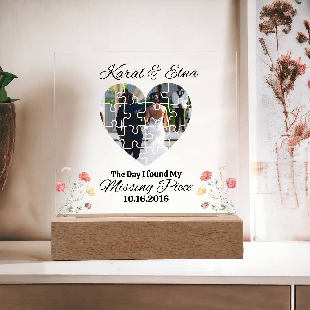 Personalized couple Puzzle Square Plaque
