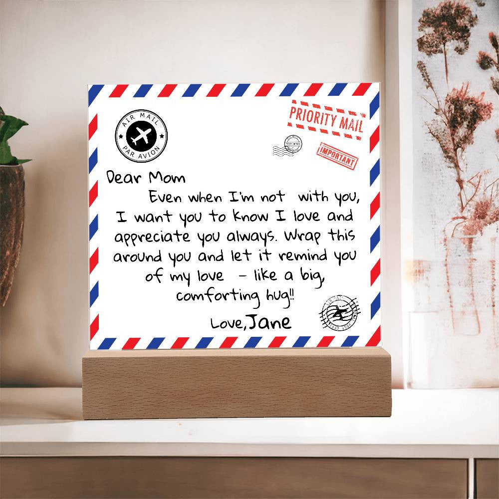 Personalized Dear Mom Letter Square Plaque