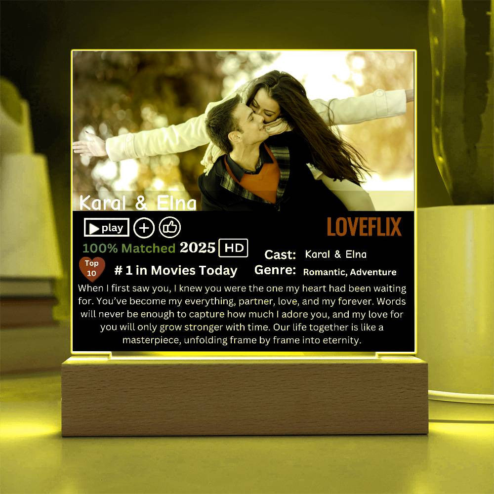 Couple Loveflix Photo Square Plaque