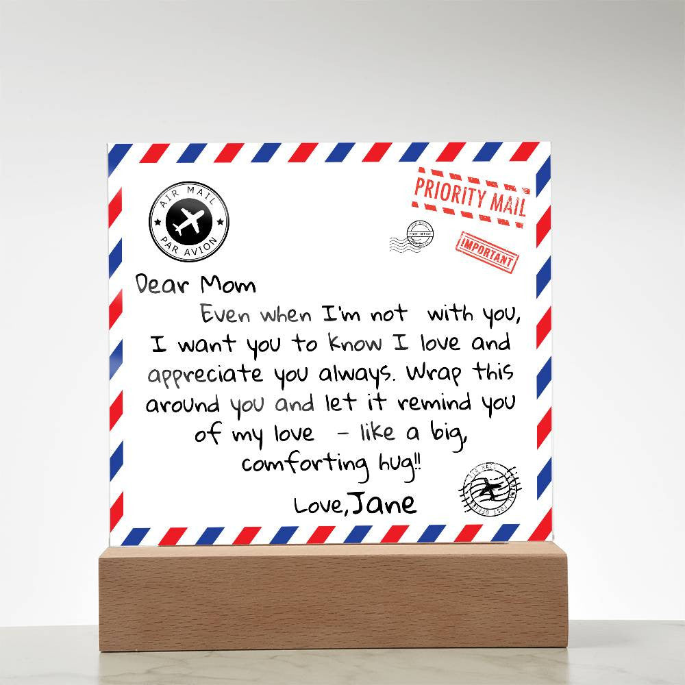 Personalized Dear Mom Letter Square Plaque