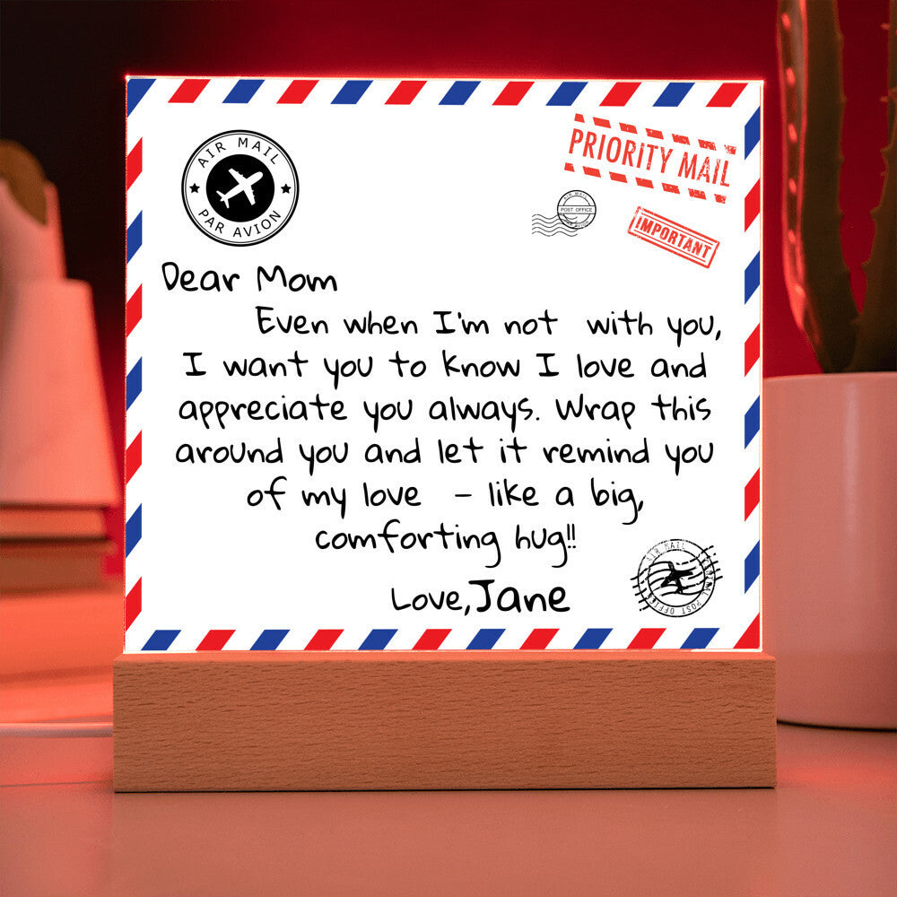 Personalized Dear Mom Letter Square Plaque