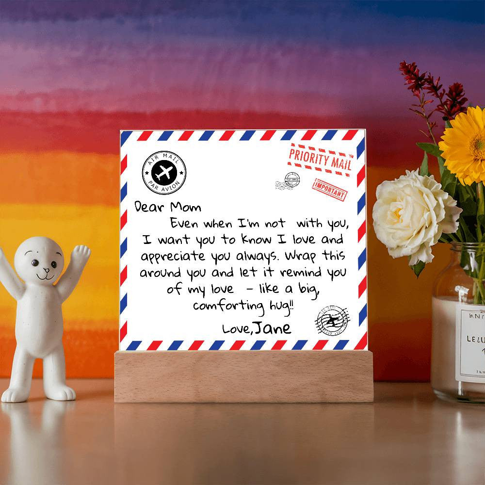Personalized Dear Mom Letter Square Plaque