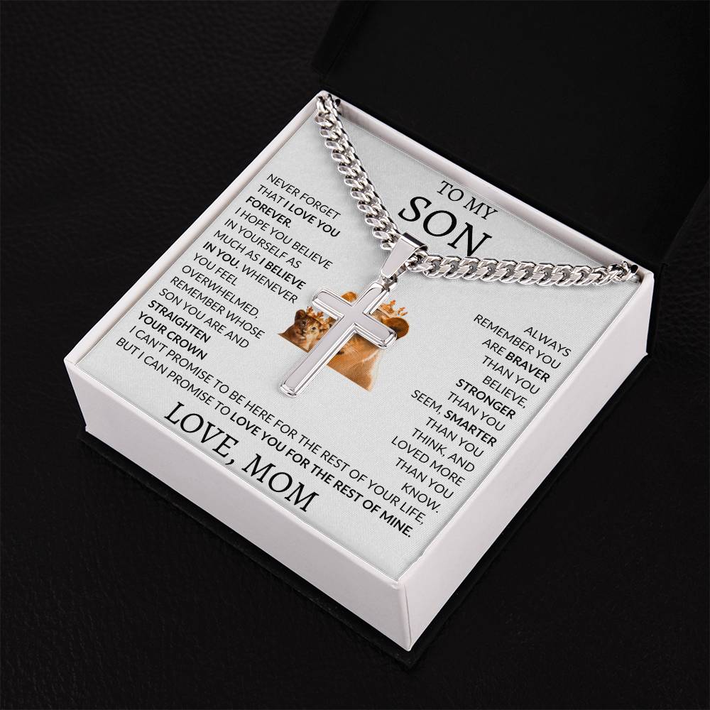 Cuban Link Chain with Artisan Cross Mom To My Son