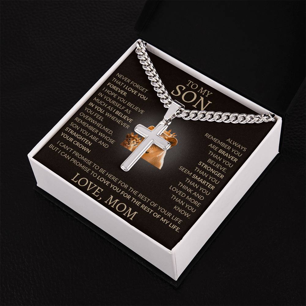 Cuban Link Chain with Artisan Cross Mom To My Son
