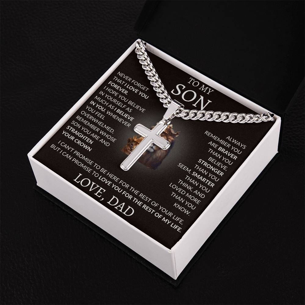 Cuban Link Chain with Artisan Cross Dad To My Son