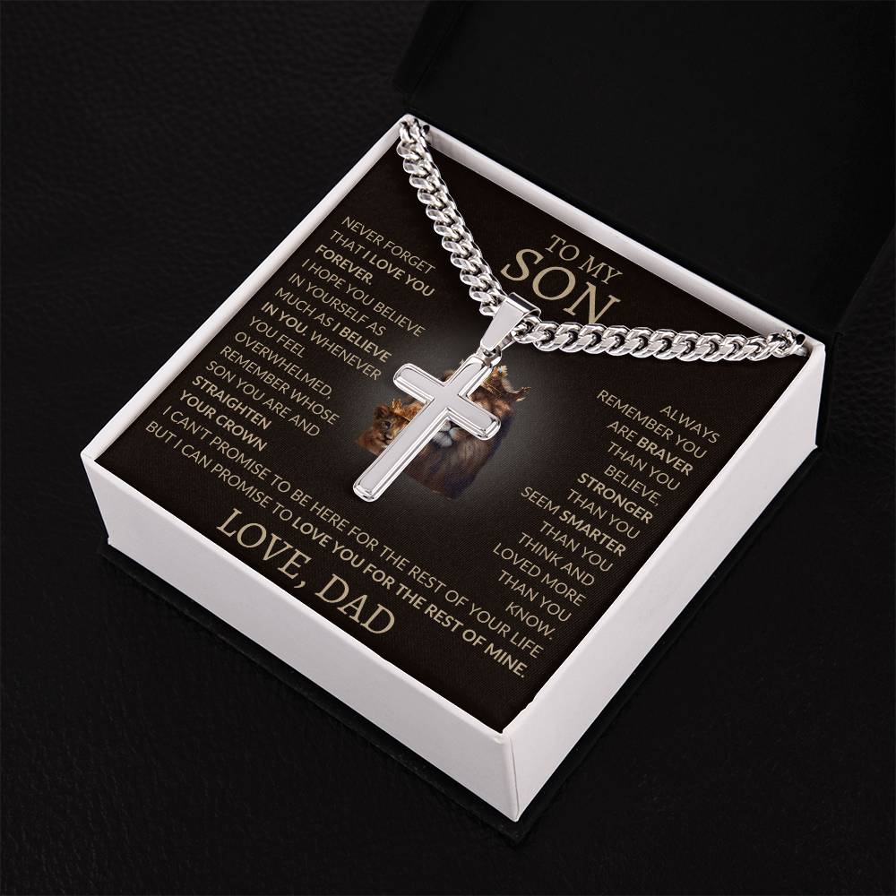 Cuban Link Chain with Artisan Cross Dad To My Son