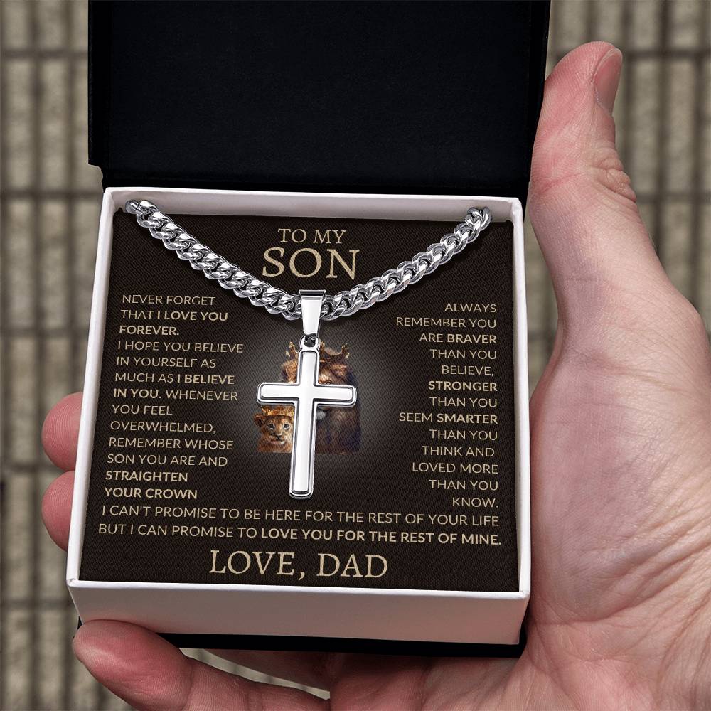 Cuban Link Chain with Artisan Cross Dad To My Son