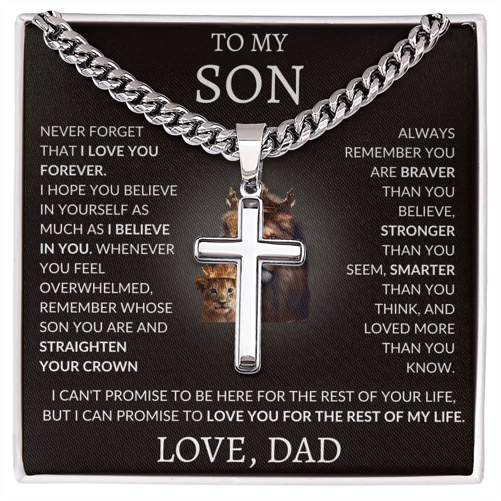 Cuban Link Chain with Artisan Cross Dad To My Son