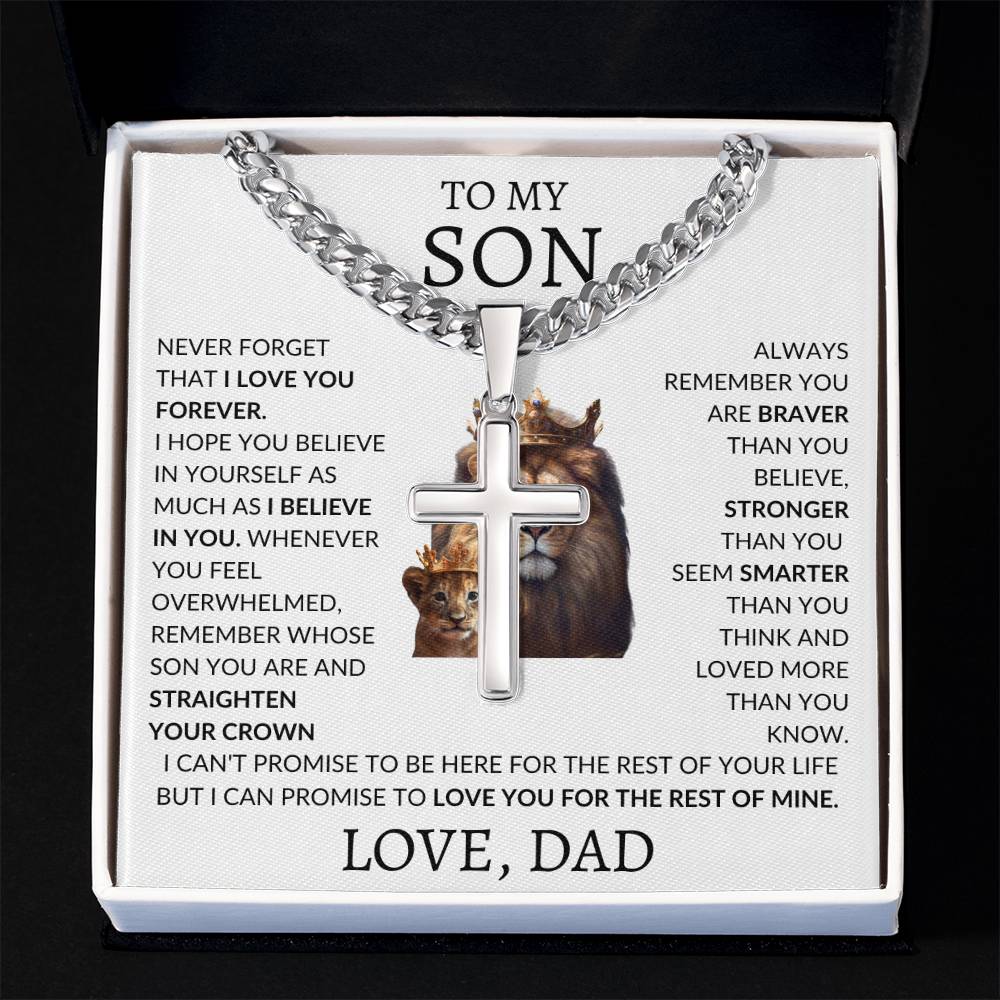 Cuban Link Chain with Artisan Cross Dad To My Son