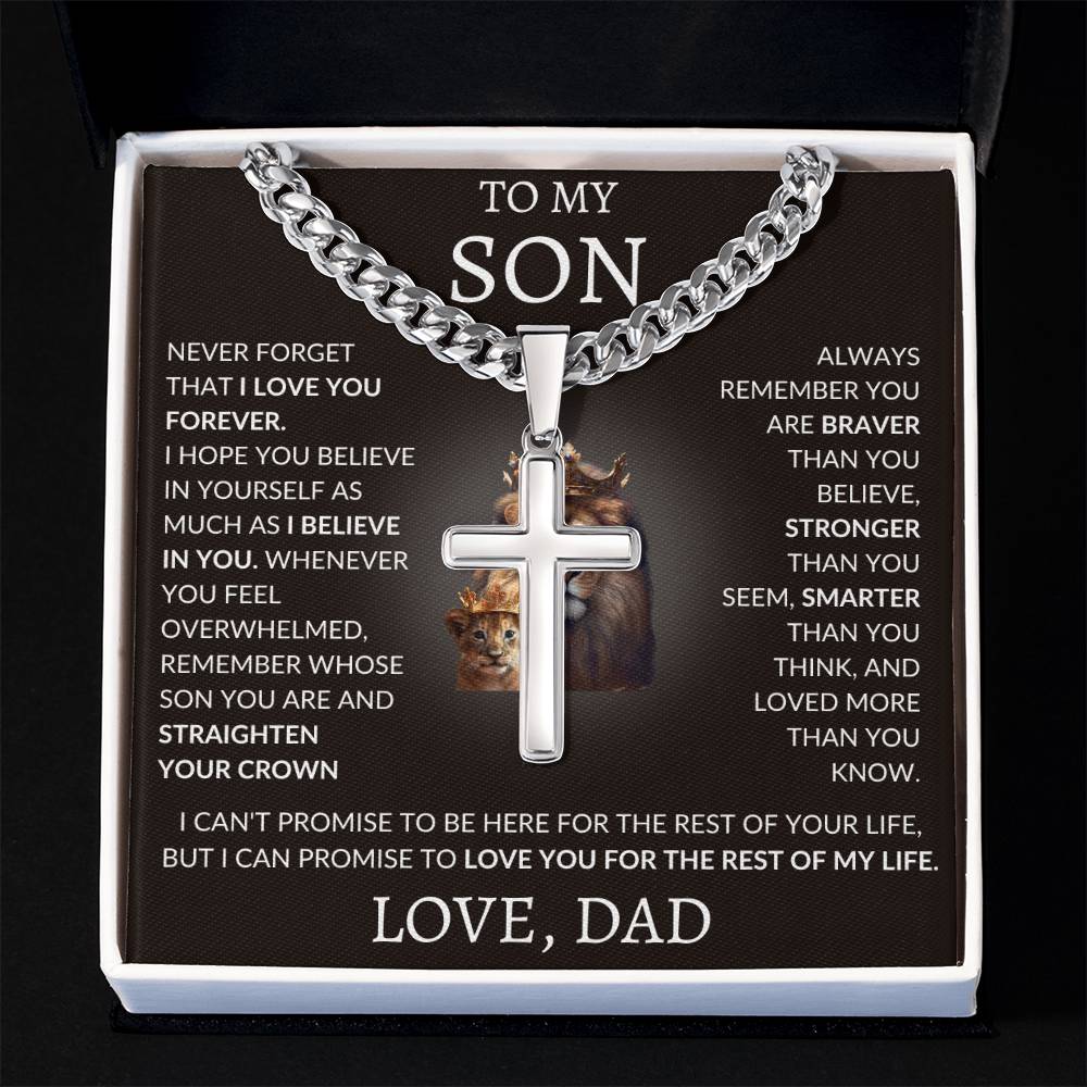 Cuban Link Chain with Artisan Cross Dad To My Son