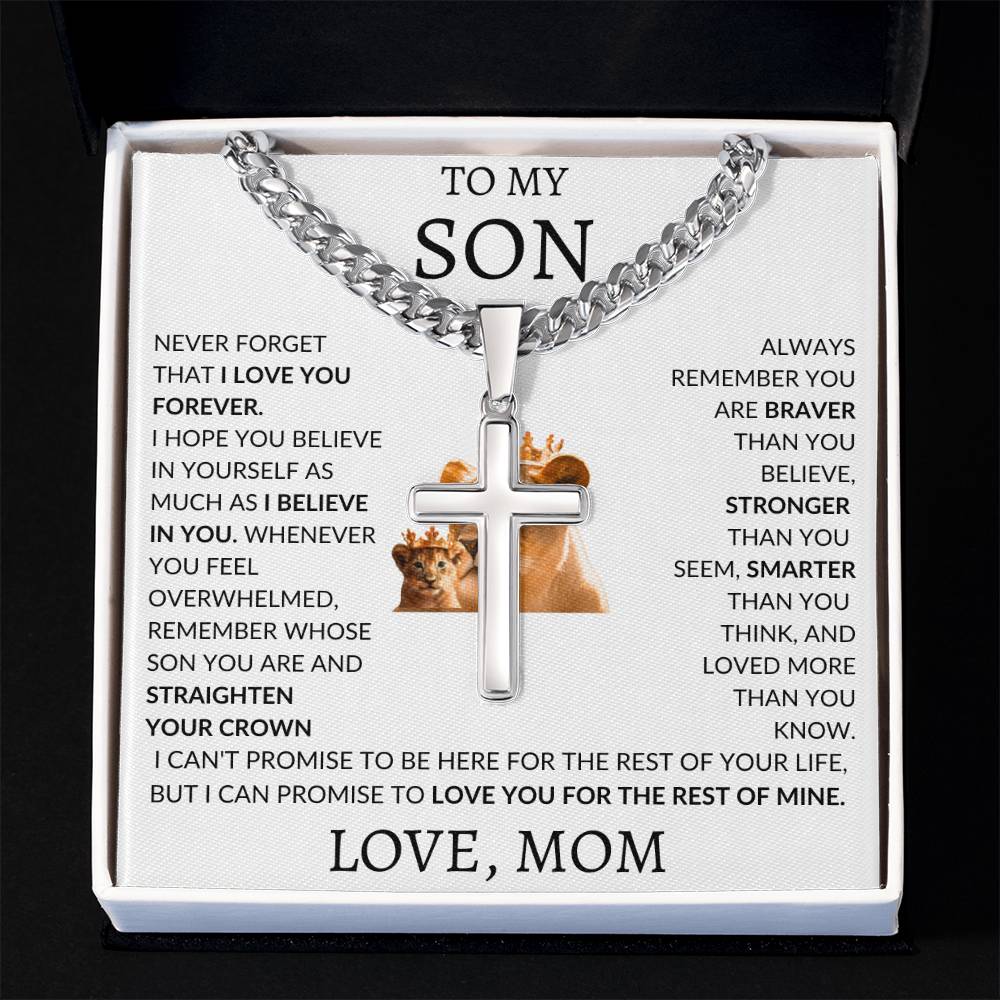 Cuban Link Chain with Artisan Cross Mom To My Son