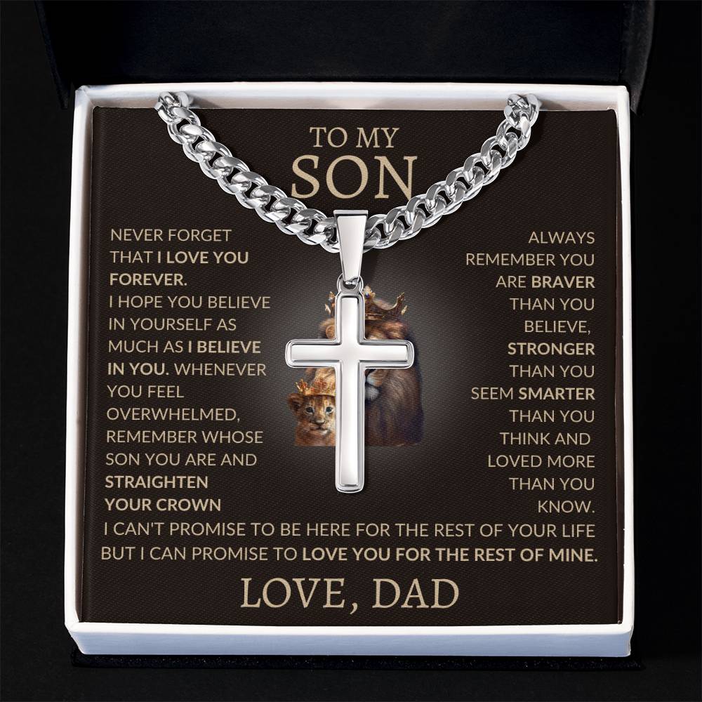 Cuban Link Chain with Artisan Cross Dad To My Son