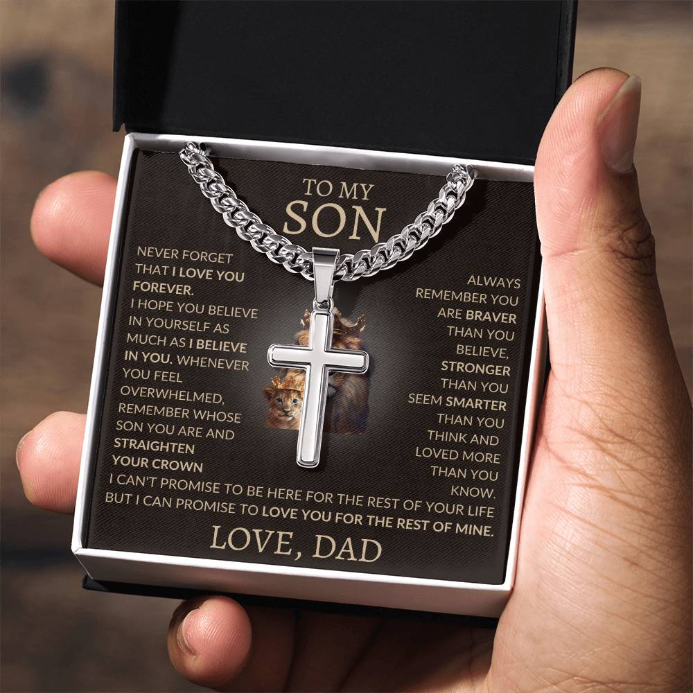 Cuban Link Chain with Artisan Cross Dad To My Son
