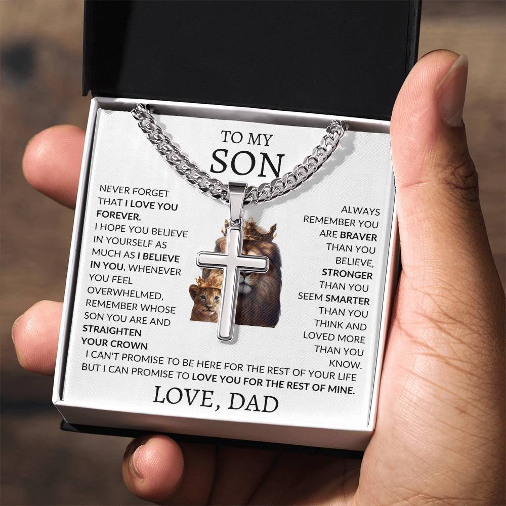 Cuban Link Chain with Artisan Cross Dad To My Son