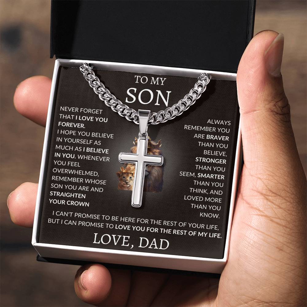 Cuban Link Chain with Artisan Cross Dad To My Son