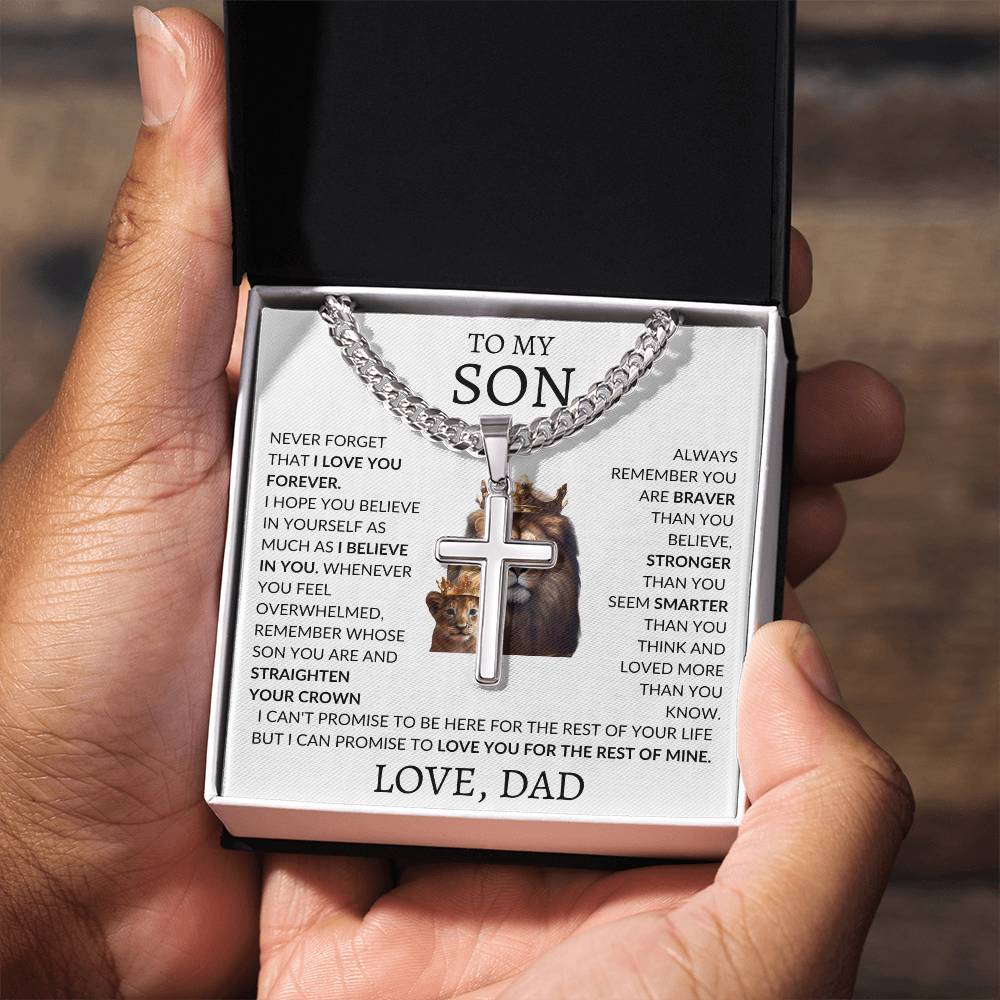Cuban Link Chain with Artisan Cross Dad To My Son