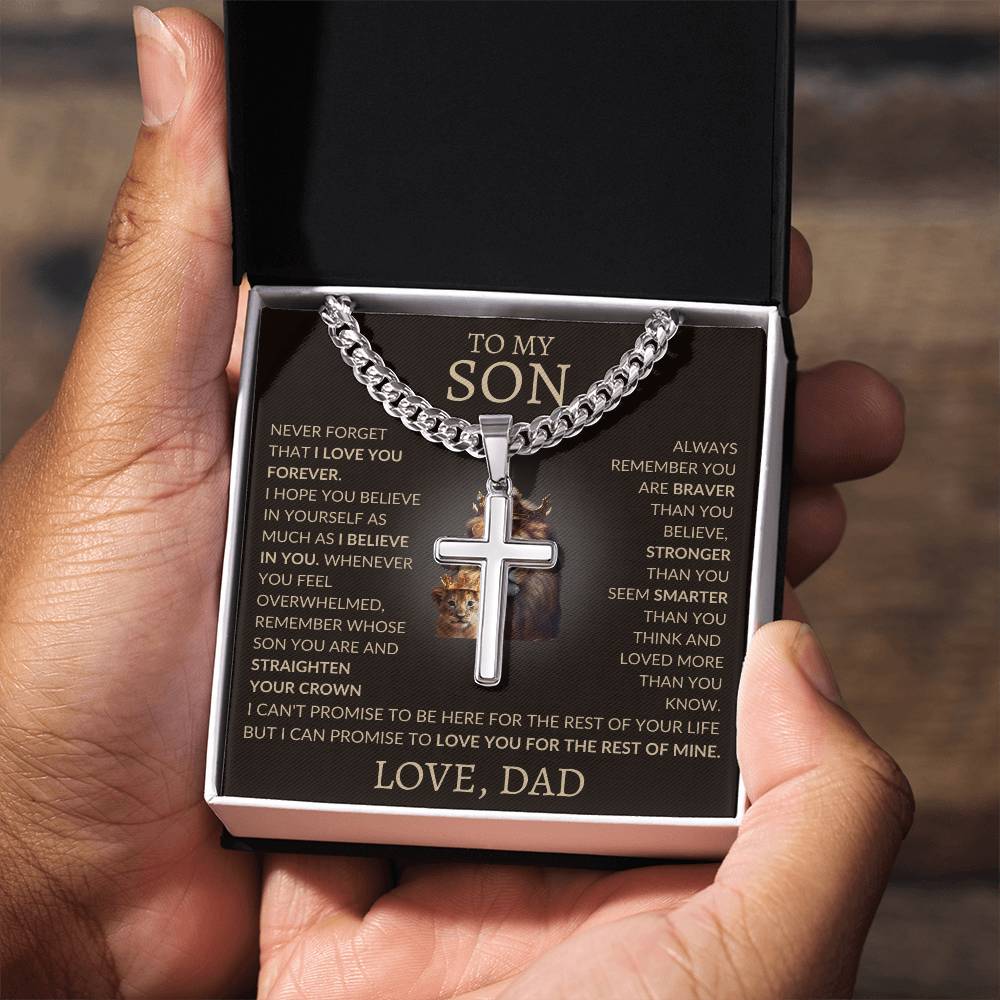 Cuban Link Chain with Artisan Cross Dad To My Son