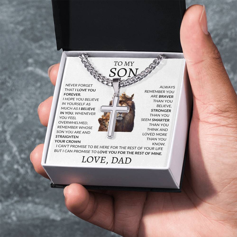 Cuban Link Chain with Artisan Cross Dad To My Son