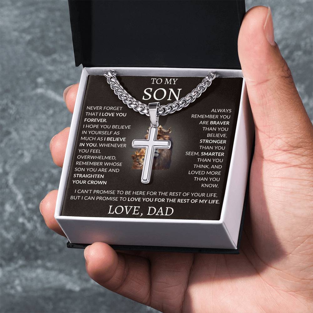Cuban Link Chain with Artisan Cross Dad To My Son