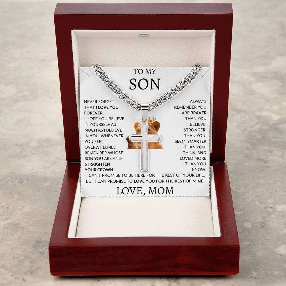 Cuban Link Chain with Artisan Cross Mom To My Son