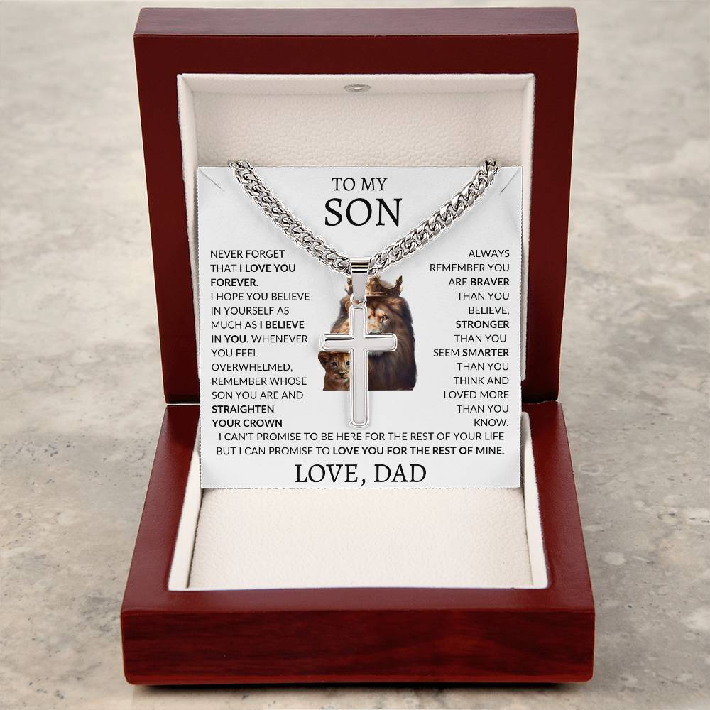 Cuban Link Chain with Artisan Cross Dad To My Son