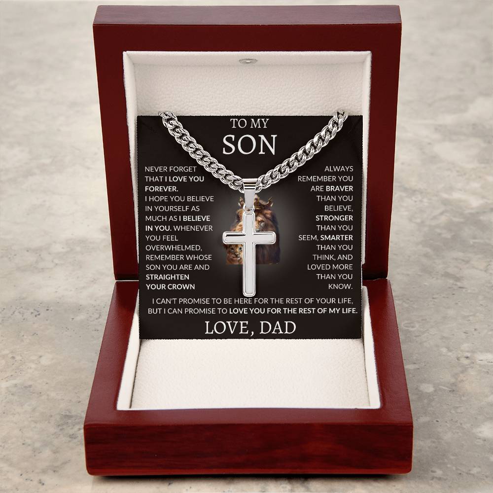 Cuban Link Chain with Artisan Cross Dad To My Son