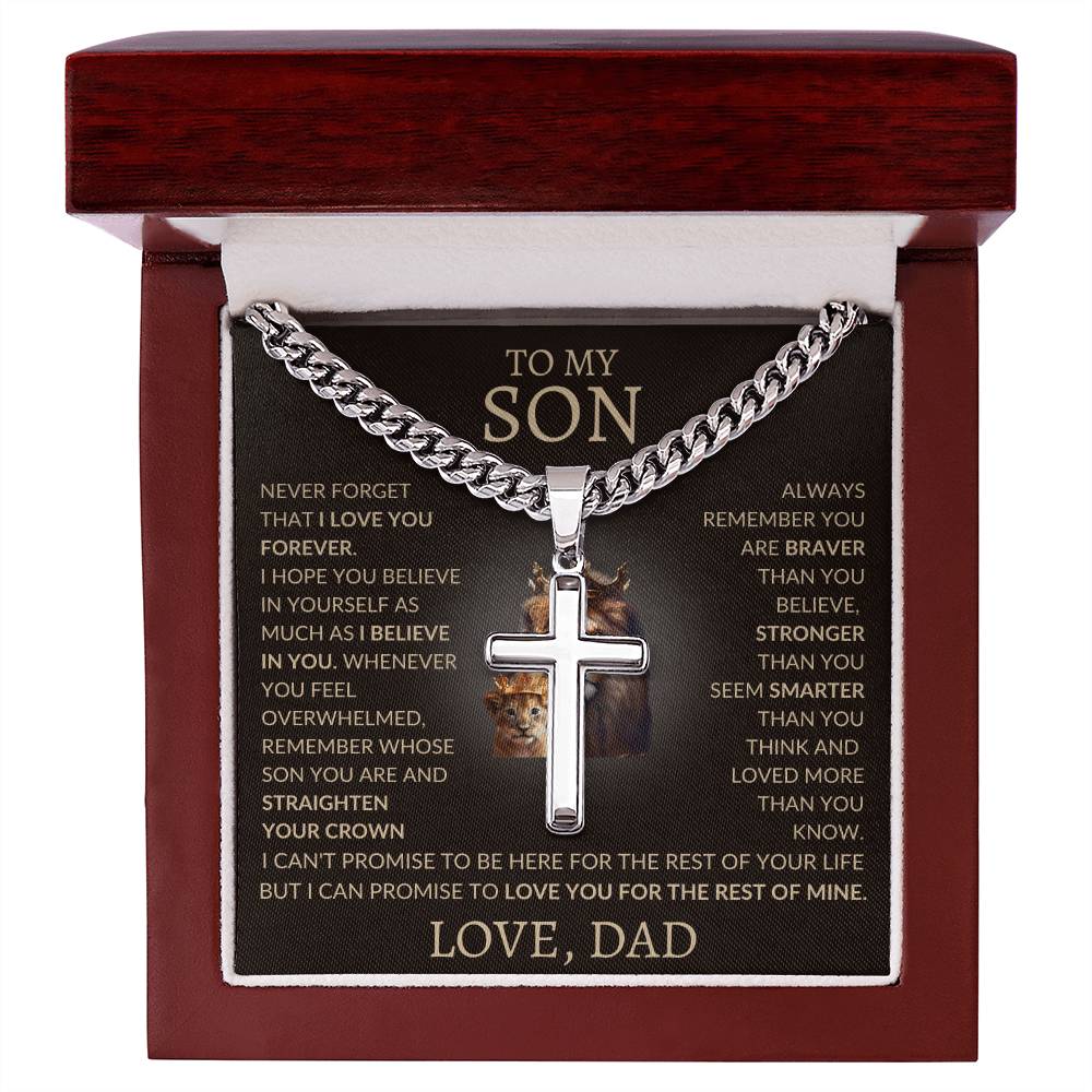 Cuban Link Chain with Artisan Cross Dad To My Son