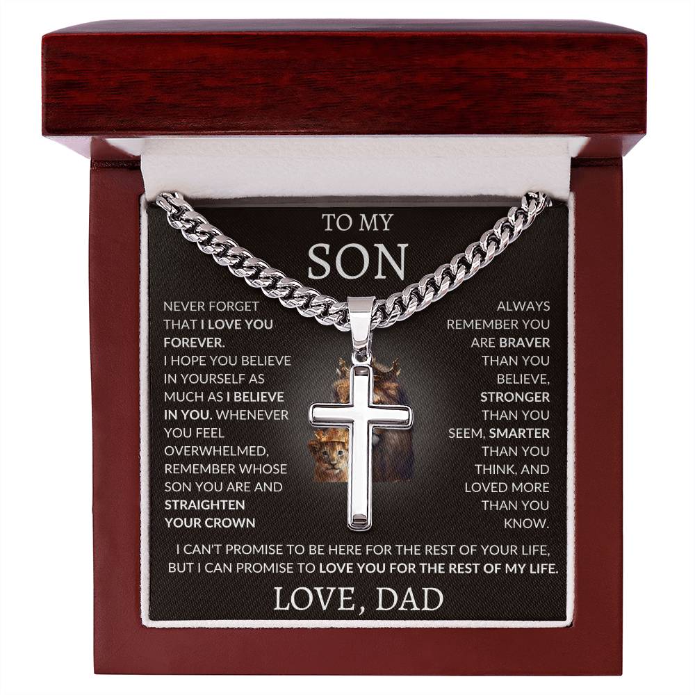 Cuban Link Chain with Artisan Cross Dad To My Son