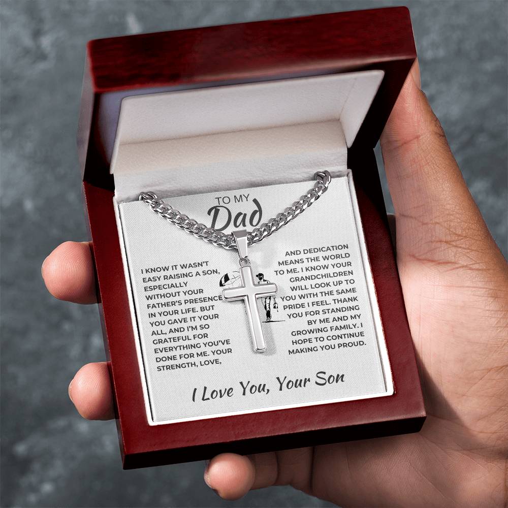 Cuban Link Chain with Artisan Cross Son To Dad