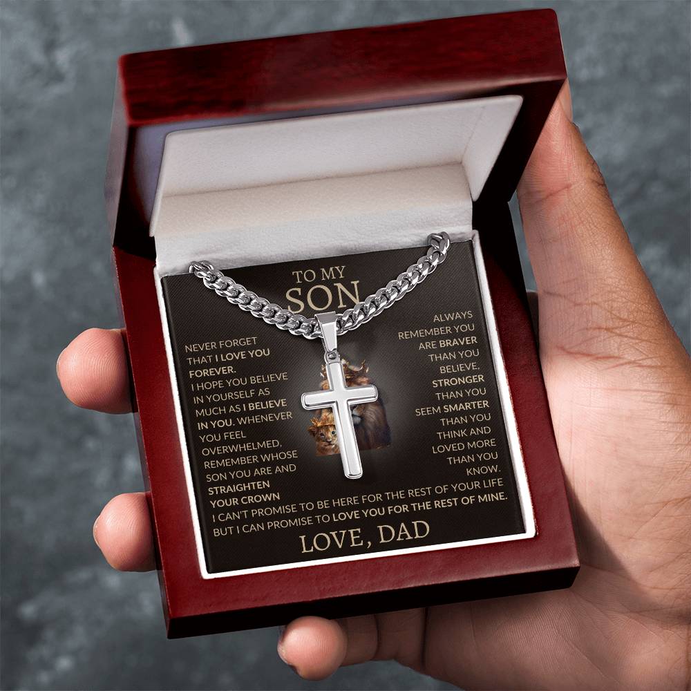 Cuban Link Chain with Artisan Cross Dad To My Son