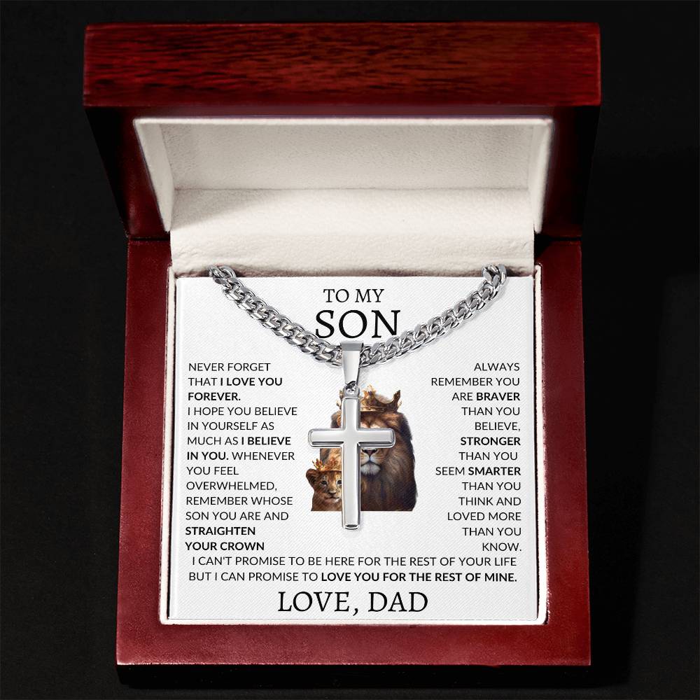 Cuban Link Chain with Artisan Cross Dad To My Son
