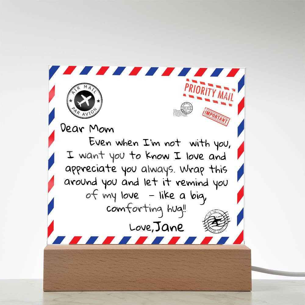 Personalized Dear Mom Letter Square Plaque