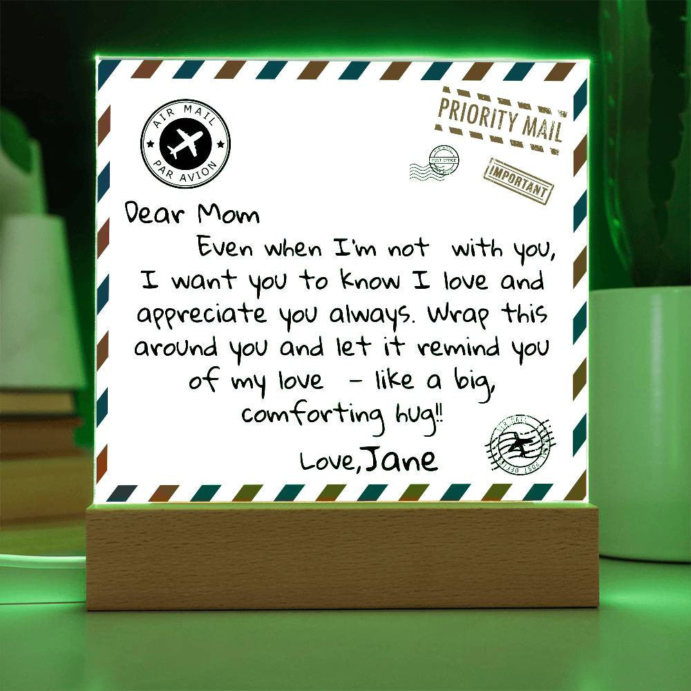 Personalized Dear Mom Letter Square Plaque