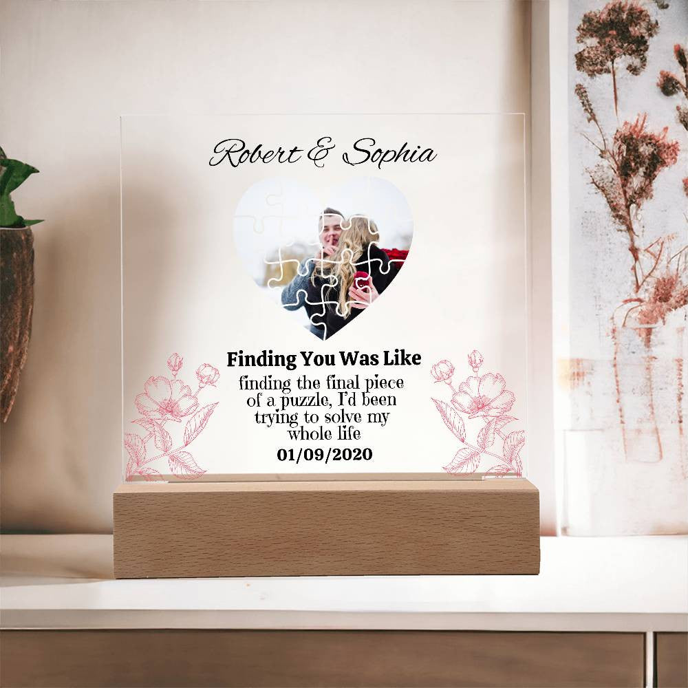 Personalized Finding The Final Piece of a puzzle Square Plaque