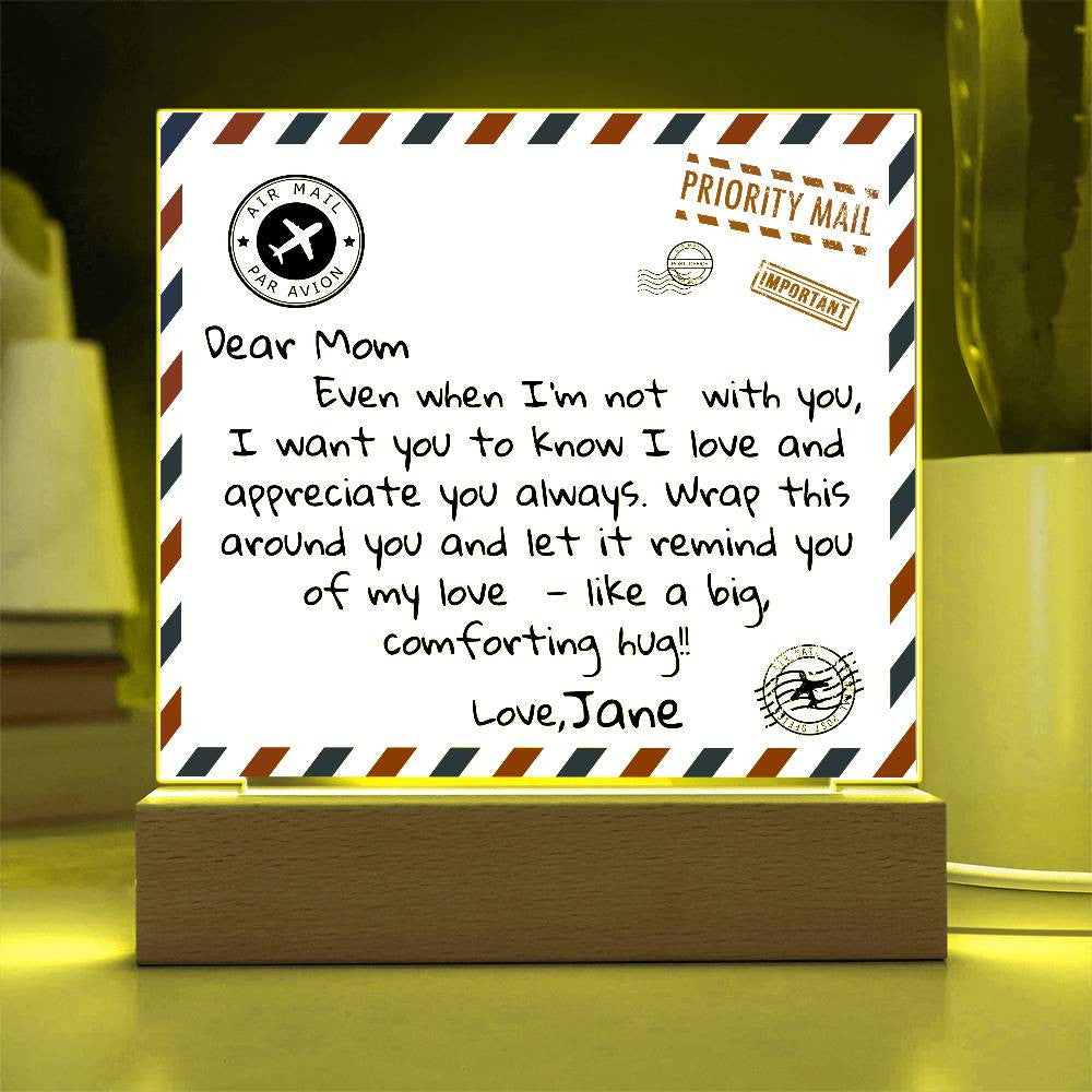 Personalized Dear Mom Letter Square Plaque