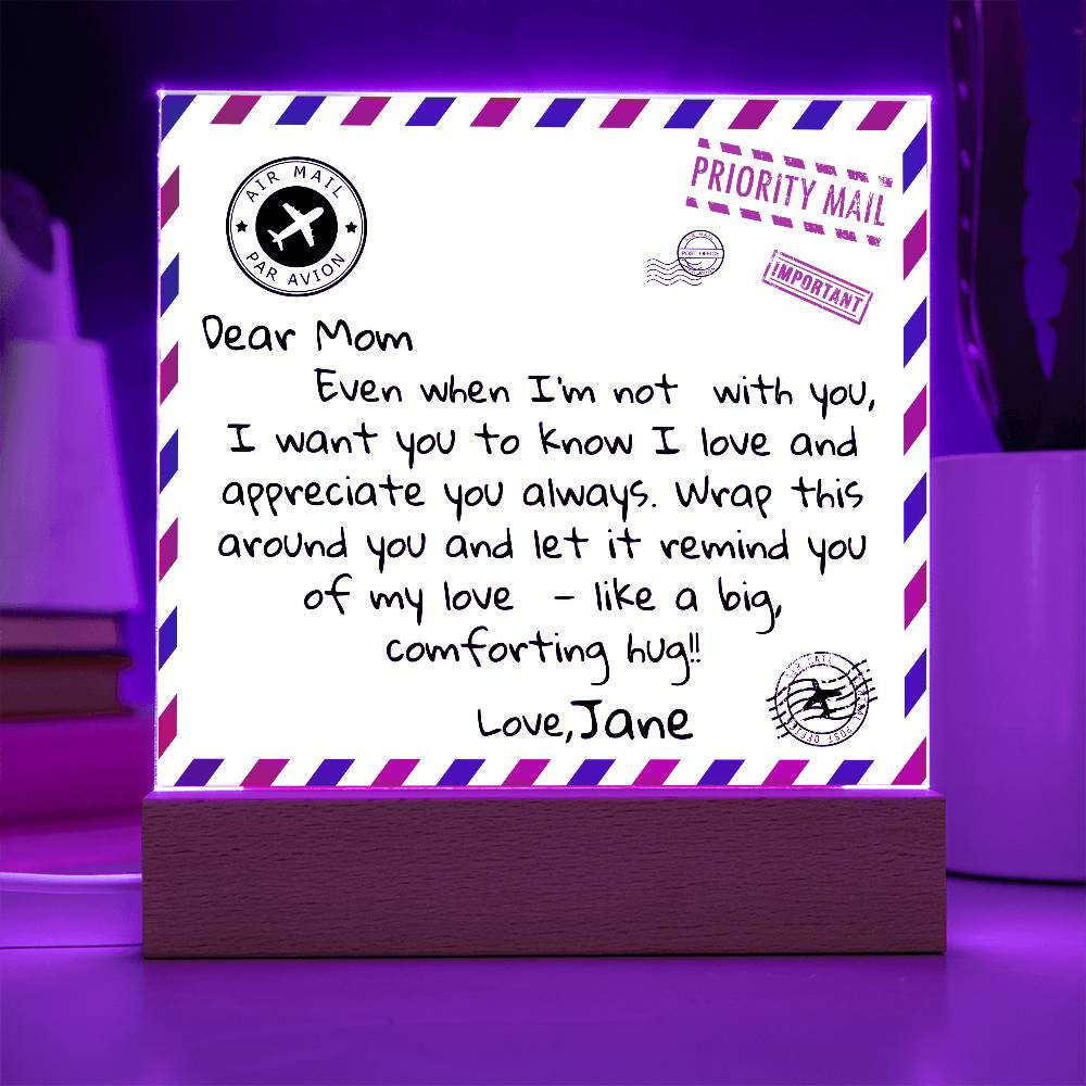 Personalized Dear Mom Letter Square Plaque