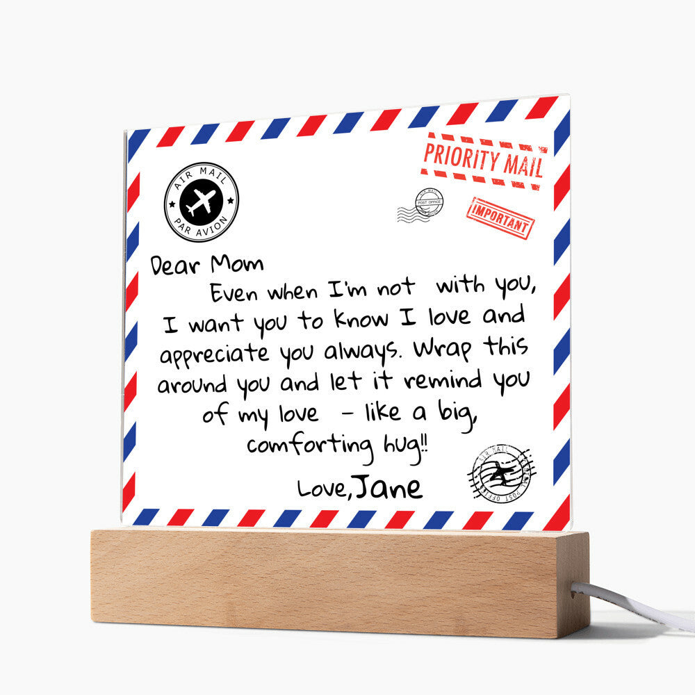 Personalized Dear Mom Letter Square Plaque