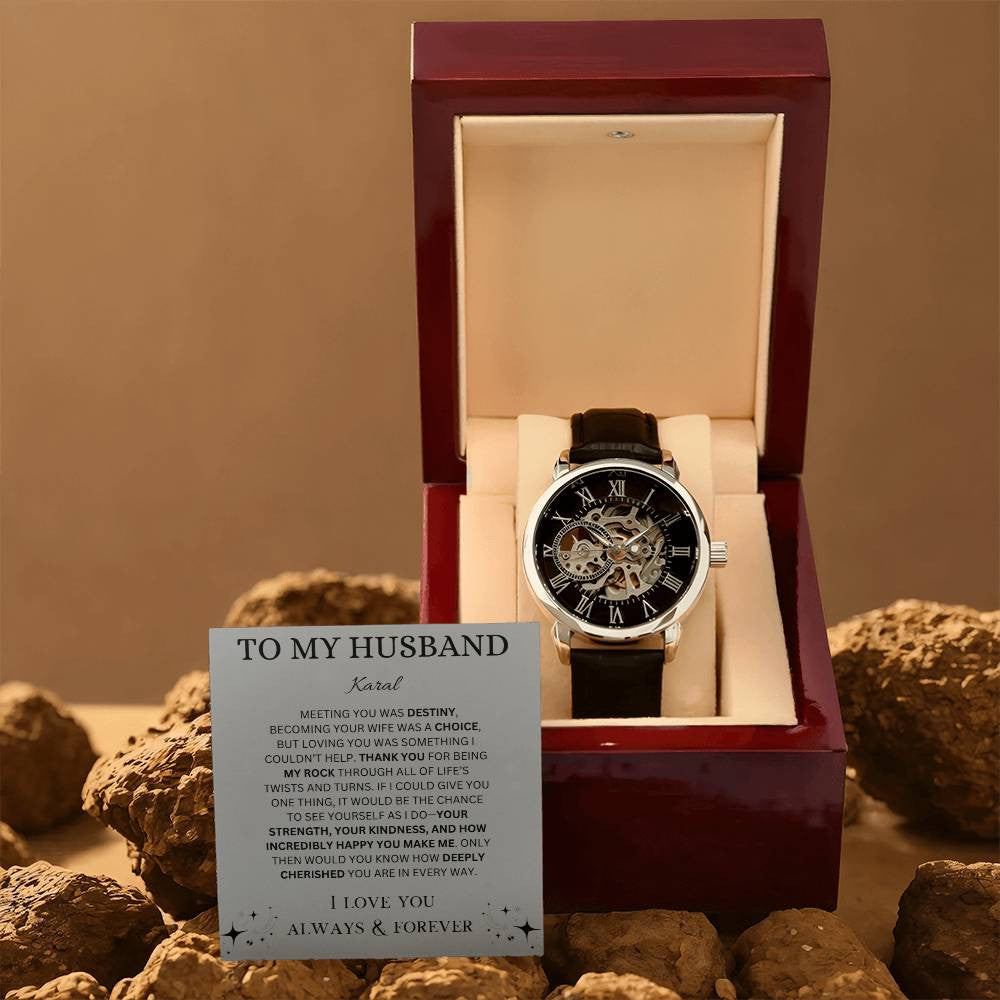 Personalized Men's Openwork Watch To My Husband