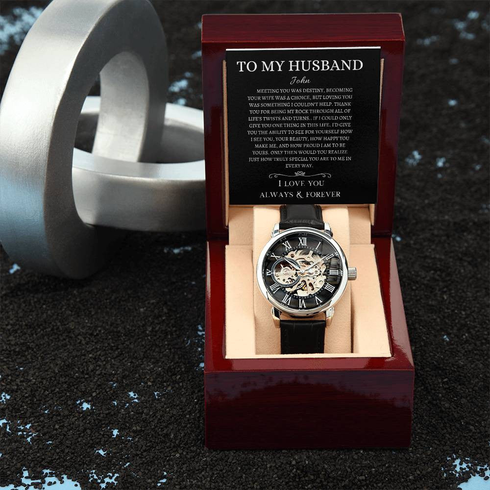 Personalized Men's Openwork Watch Meeting You Was  Destiny To My Husband