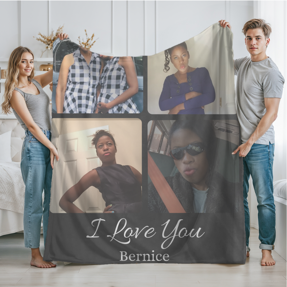 personalized Photo Blanket  I Love You