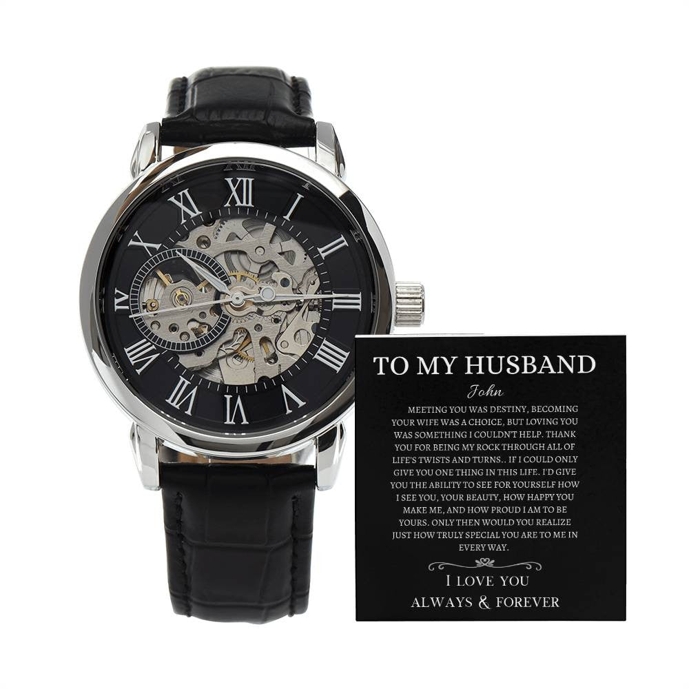 Personalized Men's Openwork Watch Meeting You Was  Destiny To My Husband
