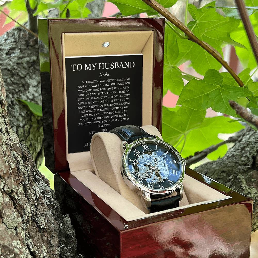 Personalized Men's Openwork Watch Meeting You Was  Destiny To My Husband