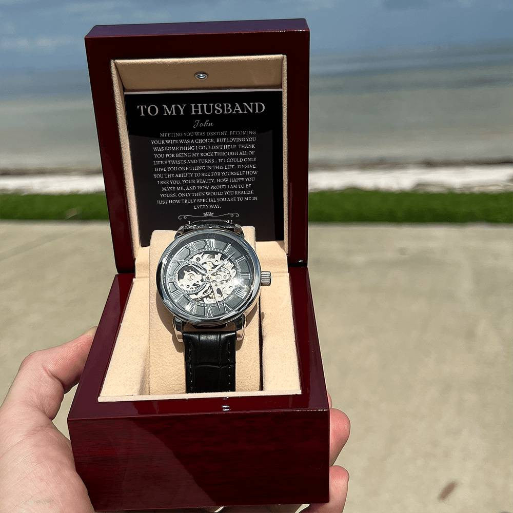 Personalized Men's Openwork Watch Meeting You Was  Destiny To My Husband